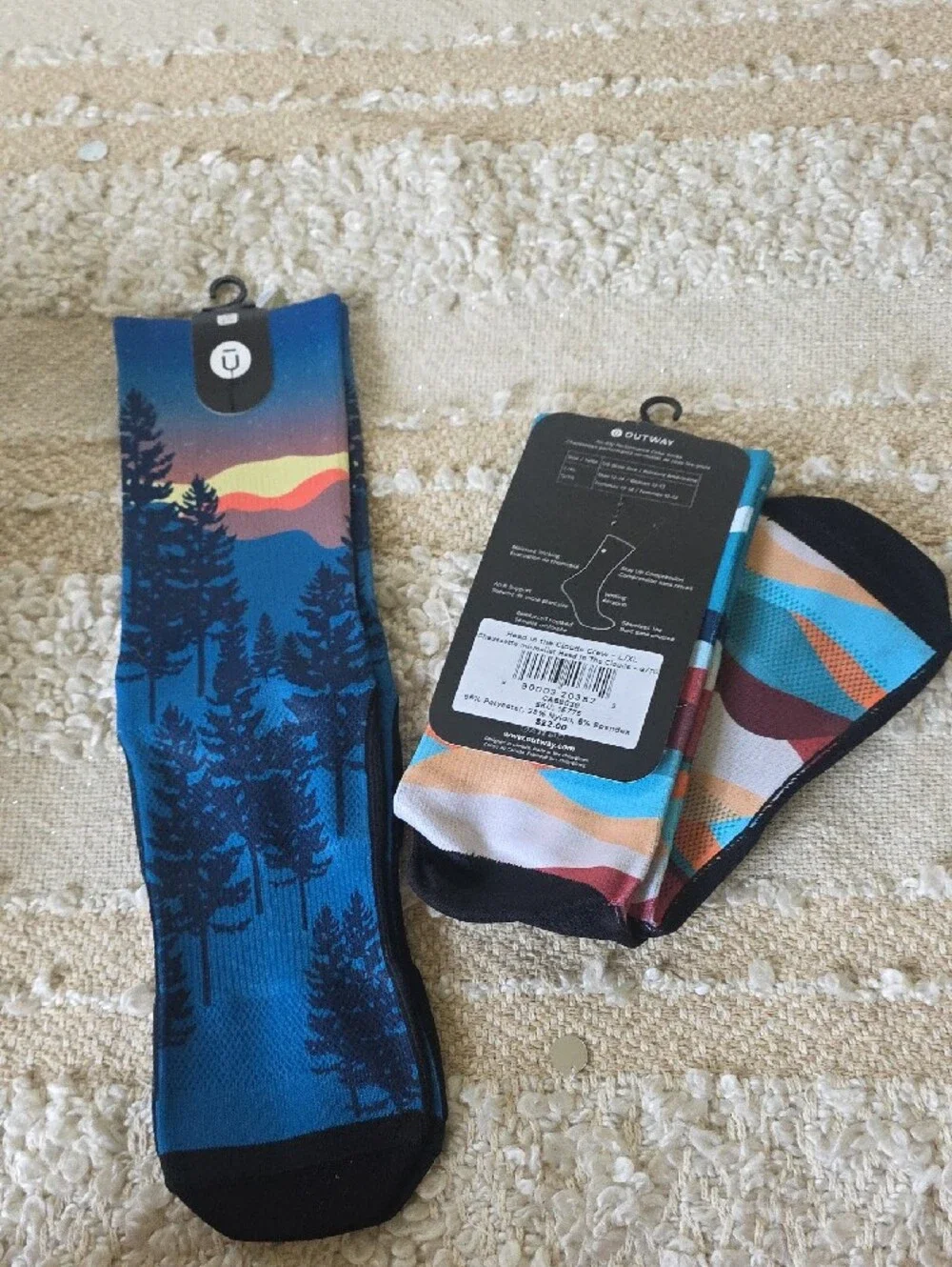 All Day Performance Scenic Mountain Men's Crew Socks  Blue Black – Bundle Of 2 L